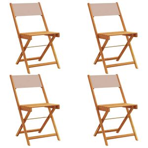 vidaXL Klapstoelen set van 4, taupekleurige stof en massief hout.