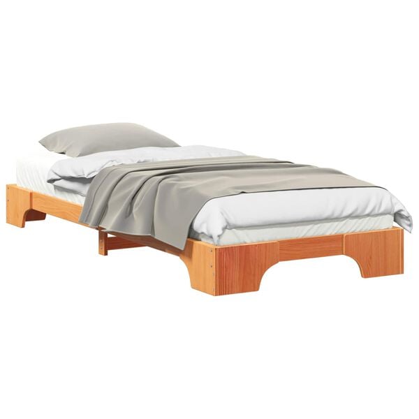 vidaXL Bedframe Bruin 90 x 210 cm Massief grenenhout