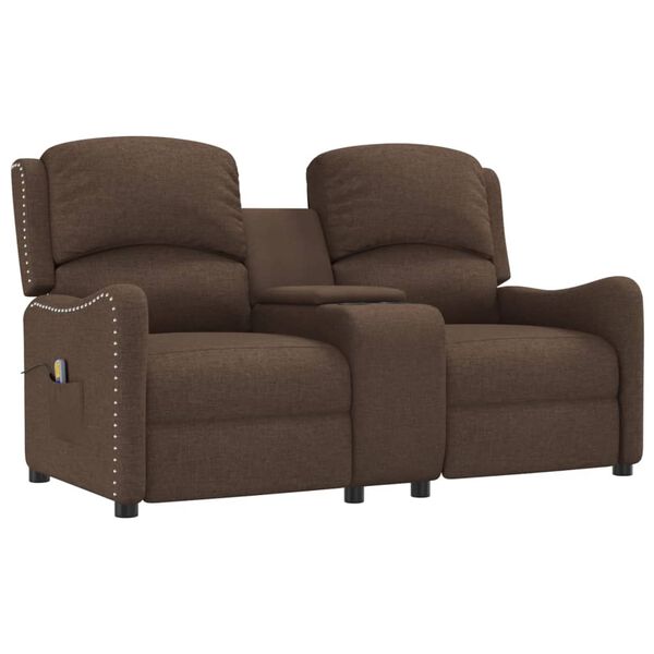 vidaXL Massagestoel 2-zits verstelbaar met bekerhouders stof bruin