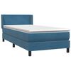 vidaXL Boxspring met matras fluweel donkerblauw 80x220 cm