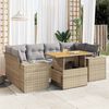 vidaXL 7-delige Loungeset met kussens poly rattan beige