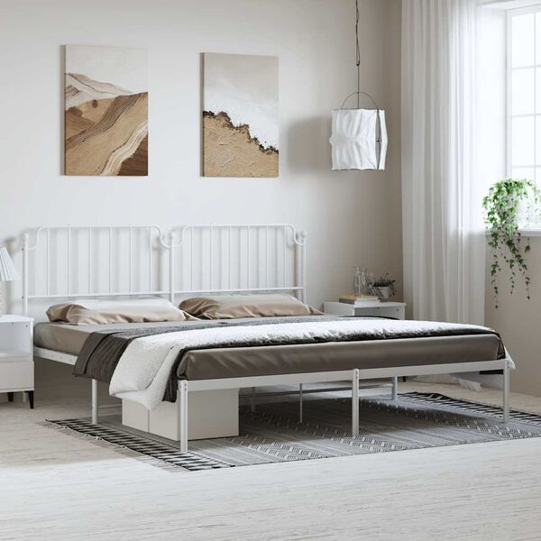 vidaXL Bedframe met hoofdbord metaal wit 183x213 cm