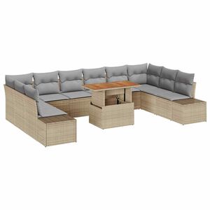 vidaXL Tuin Sofa Set met kussen 11 pcs Beige en Grijs