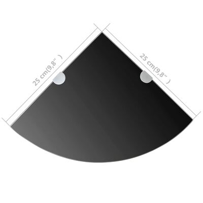 vidaXL Hoekplank met chromen dragers zwart 25x25 cm glas