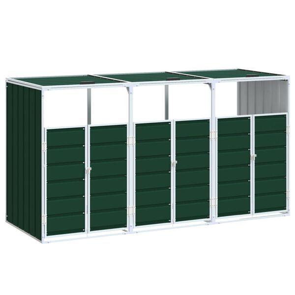 vidaXL Containerberging voor 3 containers 216x81x115 cm staal groen
