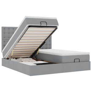 vidaXL Ottoman bed met matrassen 200x200cm stof lichtgrijs