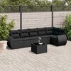 vidaXL 7-delige Loungeset met kussens poly rattan zwart