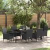 vidaXL Tuin eettafelset met kussen 7 pcs Zwart poly rattan