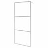 vidaXL Douchewanden zilver 90 x 195 cm Glas en Aluminium