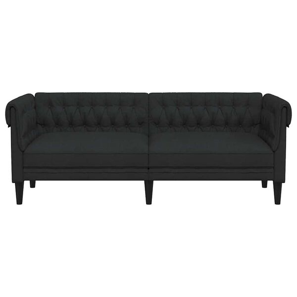 vidaXL Driezitsbank Chesterfield-stijl stof zwart