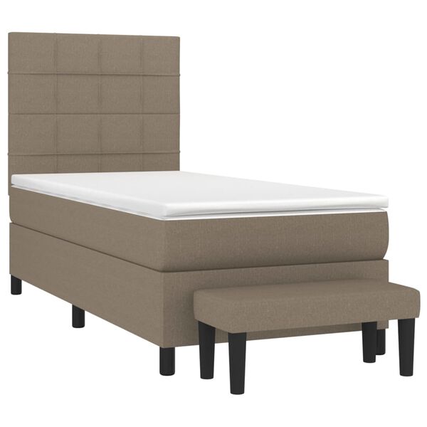 vidaXL Boxspring met matras stof taupe 90x200 cm