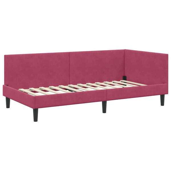 vidaXL Hoekbedframe Wijnrood 90 cm x 190 cm VelvetenPlywood