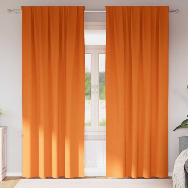 vidaXL Zwart-out Gordijnen met Ringen 2 pcs Feloranje 245 x 140 cm