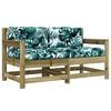 vidaXL Tuinstoelen 2 st met kussens ge&iuml;mpregneerd grenenhout