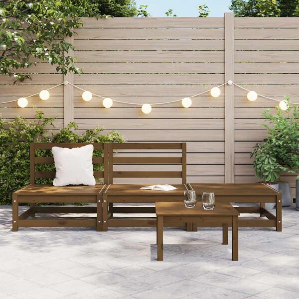 vidaXL 3-delige Loungeset massief grenenhout honingbruin