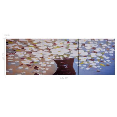 vidaXL Wandprintset bloemen in vaas 120x40 cm canvas meerkleurig
