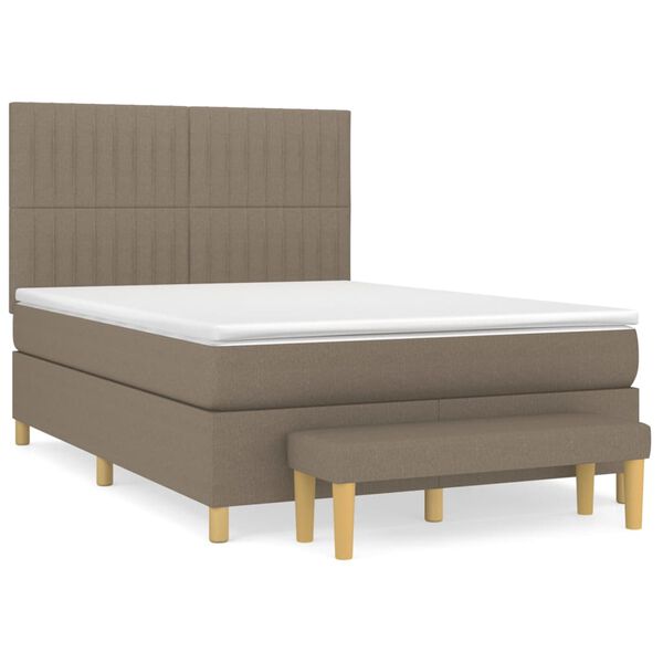 vidaXL Boxspring met matras stof taupe 140x200 cm