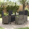 vidaXL Tuin eettafelset met kussen 5 pcs Grijs poly rattan
