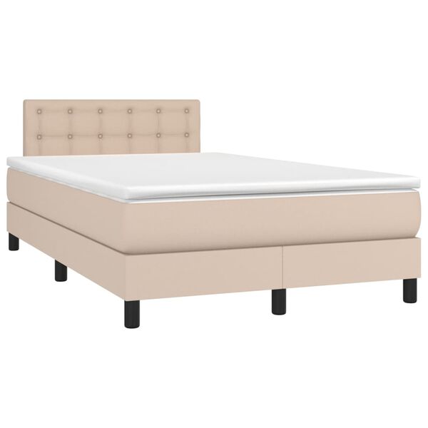 vidaXL Boxspring met matras en LED kunstleer cappuccinokleur 120x200cm