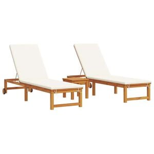 vidaXL Ligstoel 3 pcs Bruin Massief Acaciahout