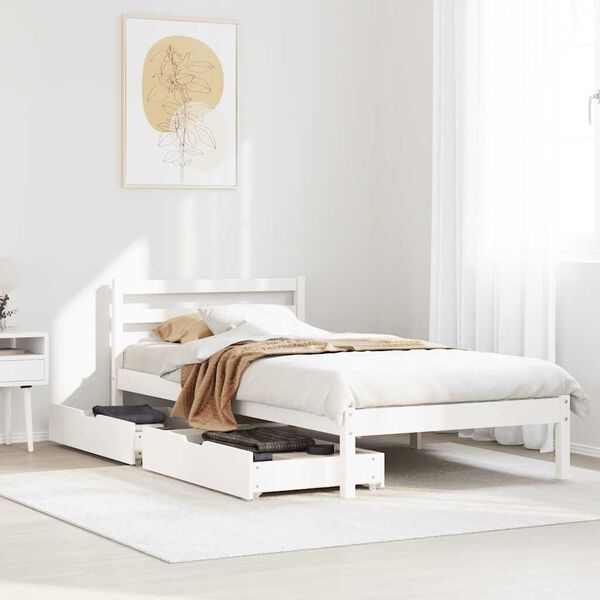 vidaXL Bedframe zonder matras massief grenenhout wit 90x190 cm