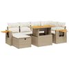 vidaXL 7-delige Loungeset met kussens poly rattan beige