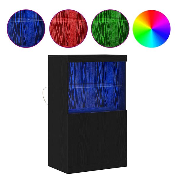 vidaXL LED Sideboard Zwart 60 x 37 x 100 cm Bewerkt hout