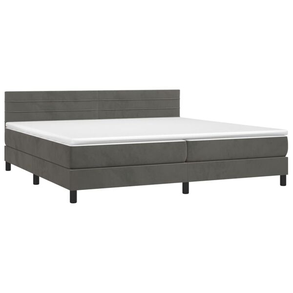 vidaXL Boxspring met matras en LED fluweel donkergrijs 200x200 cm