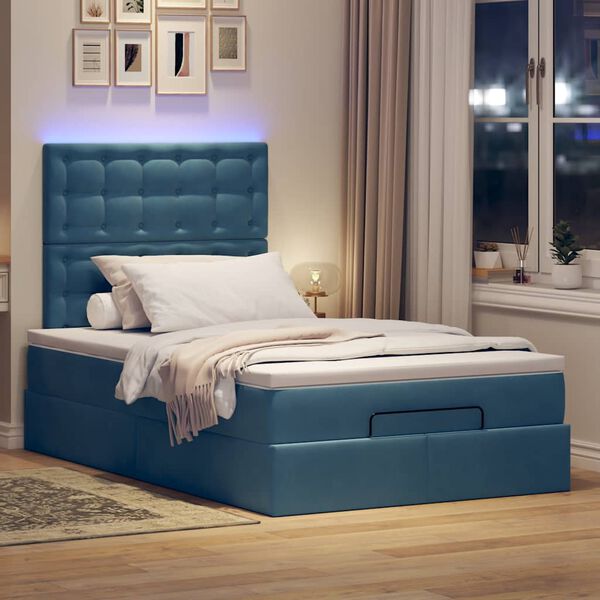 vidaXL Ottoman bed met matrassen en LED's 120x190cm fluweel
