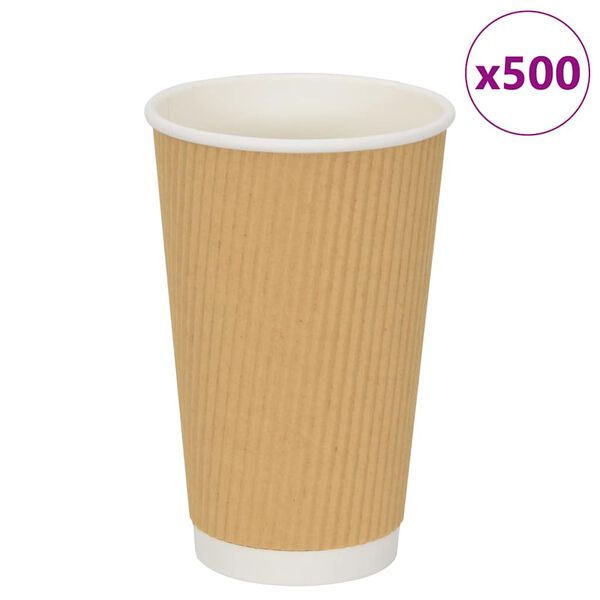 vidaXL Papieren koffiekopjes 500 st 16oz 400 ml bruin
