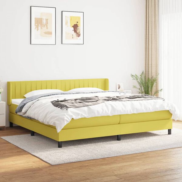 vidaXL Boxspring met matras stof groen 200x200 cm