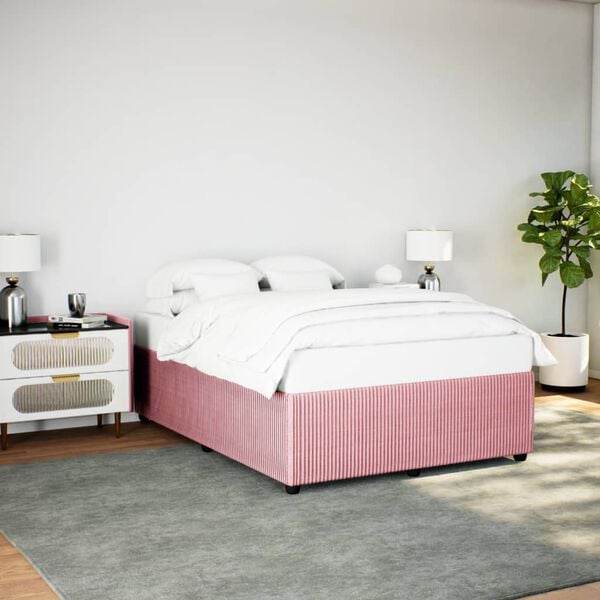 vidaXL Bedframe fluweel roze 140x200 cm