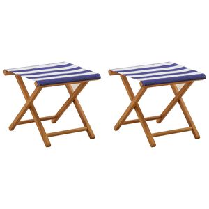 vidaXL Ligstoel 2 st massief eucalyptushout Blauw en Wit