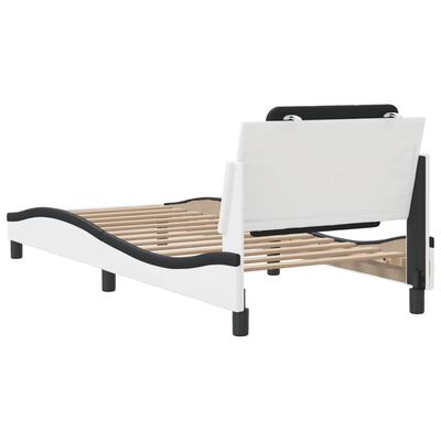 vidaXL Bedframe met hoofdbord kunstleer wit en zwart 80x200 cm