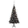 vidaXL Kunstkerstboom met verlichting en kerstballen 150 cm PVC zwart