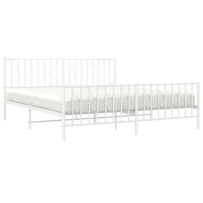 vidaXL Bedframe met hoofd- en voeteneinde metaal wit 183x213 cm