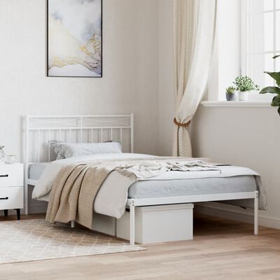 vidaXL Bedframe met hoofdbord metaal wit 107x203 cm