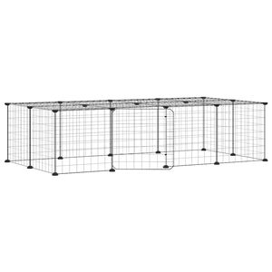 vidaXL Huisdierenkooi met deur 20 panelen 35x35 cm staal zwart