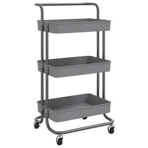 vidaXL Keukentrolley 3-laags 42x35x85 cm ijzer en ABS grijs