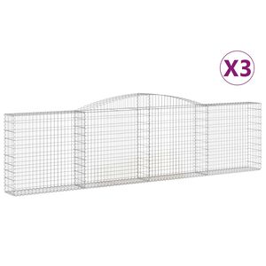 vidaXL Schanskorven 3 st gewelfd 400x30x100/120 cm ijzer