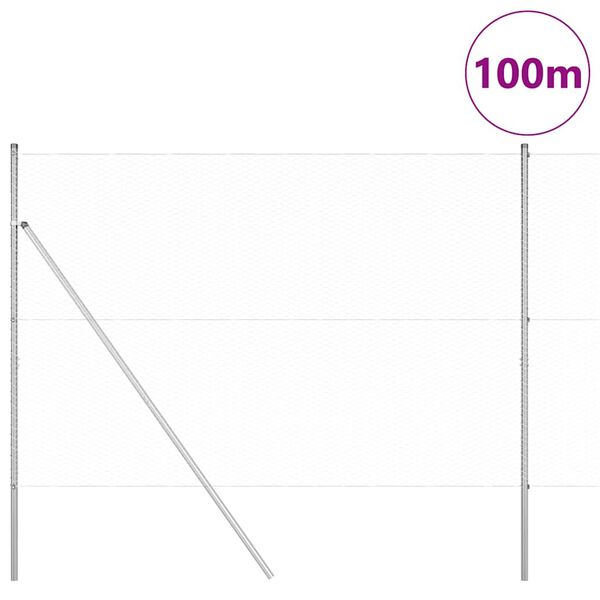 vidaXL Afrasteringspaal Zilver 100 x 1,5 m (25 mm gaas) Staal