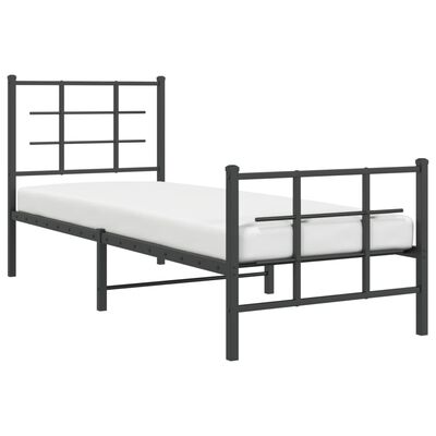 vidaXL Bedframe met hoofd- en voeteneinde metaal zwart 75x190 cm