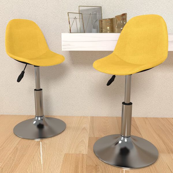 vidaXL Eetkamerstoelen 2 st draaibaar stof mosterdgeel