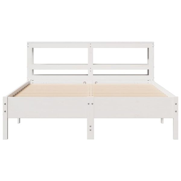 vidaXL Bedframe zonder matras massief grenenhout wit 140x200 cm