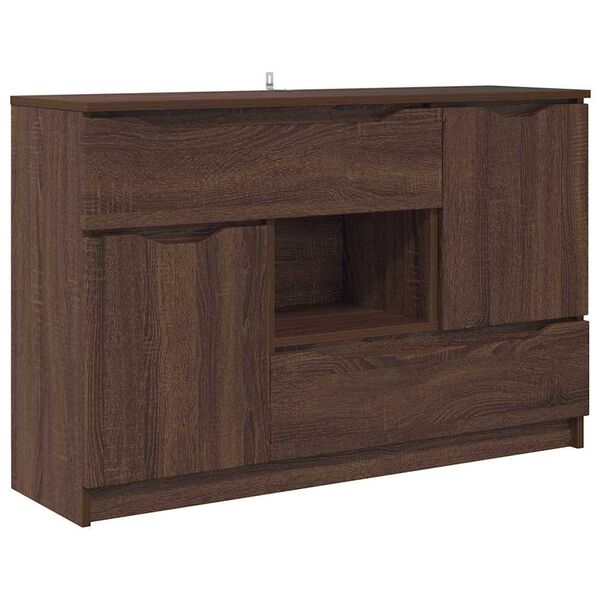 vidaXL Dressoir met lade Bruin Eiken 100 x 30 x 65,6 Bewerkt hout