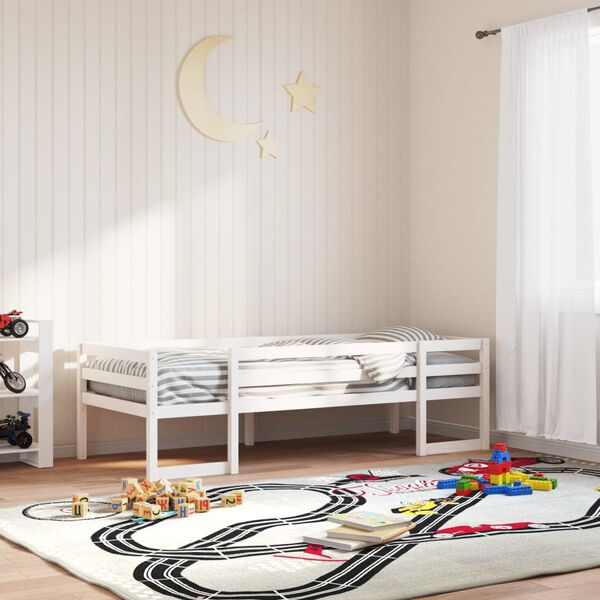 vidaXL Kinderbedframe massief grenenhout wit 90x200 cm