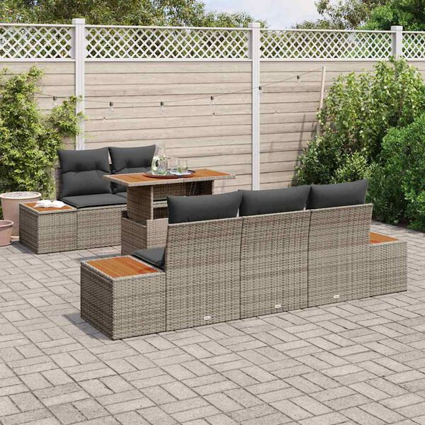 vidaXL Tuin Sofa Set met opslag 6 pcs Grijs Poly riet