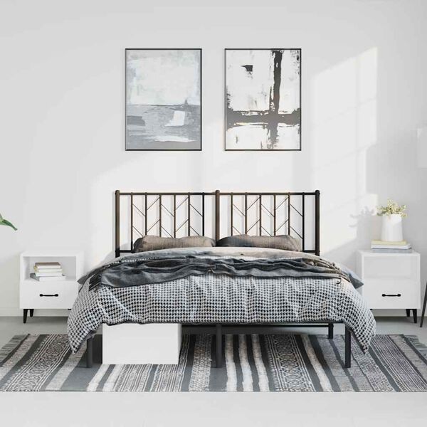 vidaXL Bedframe met hoofdbord metaal zwart 193x203 cm