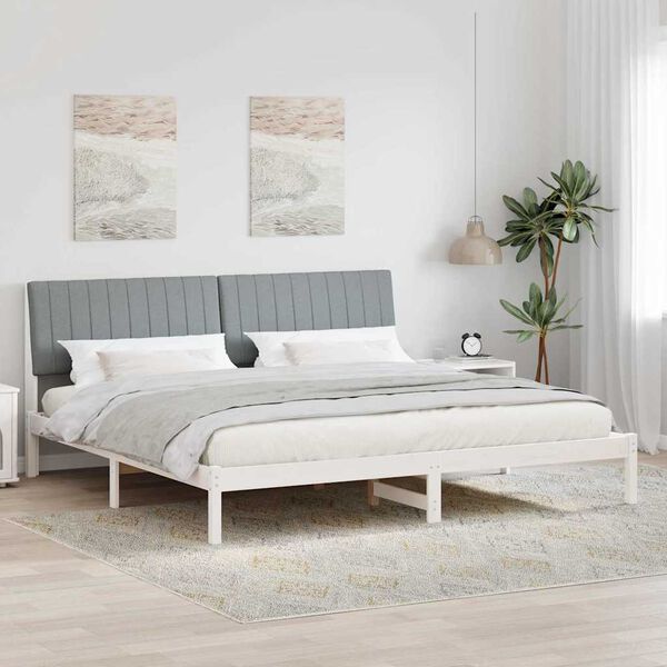 vidaXL Bedframe met hoofdeinde Wit 200 x 200 cm Massief grenenhout
