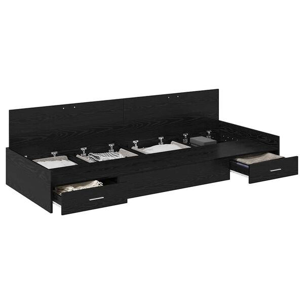 vidaXL Bedframe met hoofdeinde Zwart Eiken 100 x 200 cm Bewerkt hout